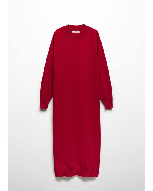 Mango Red Round-neck Knitted Dress