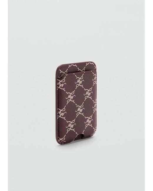 Mango White Logo Print Mobile Card Holder