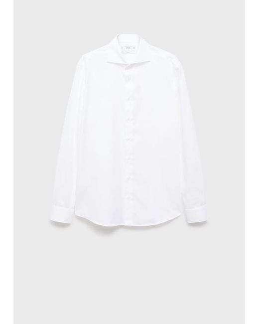 Mango White 100% Cotton Slim-Fit Formal Shirt for men