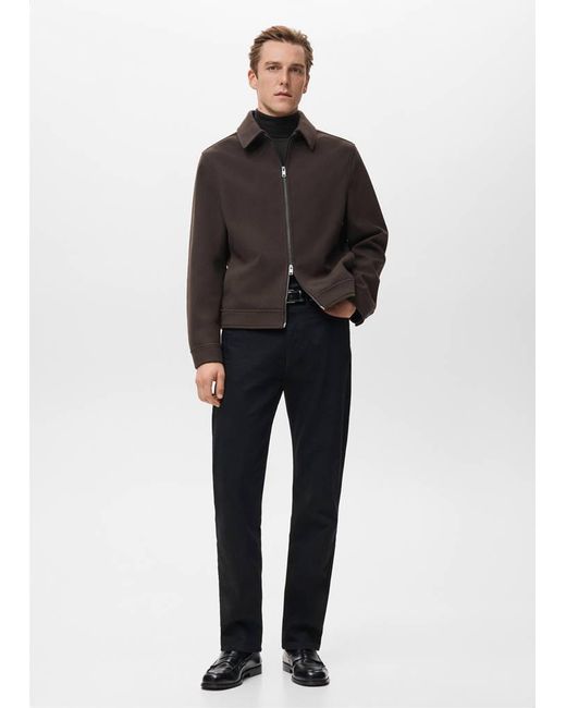Mango Black Zip-Up Cloth Jacket for men