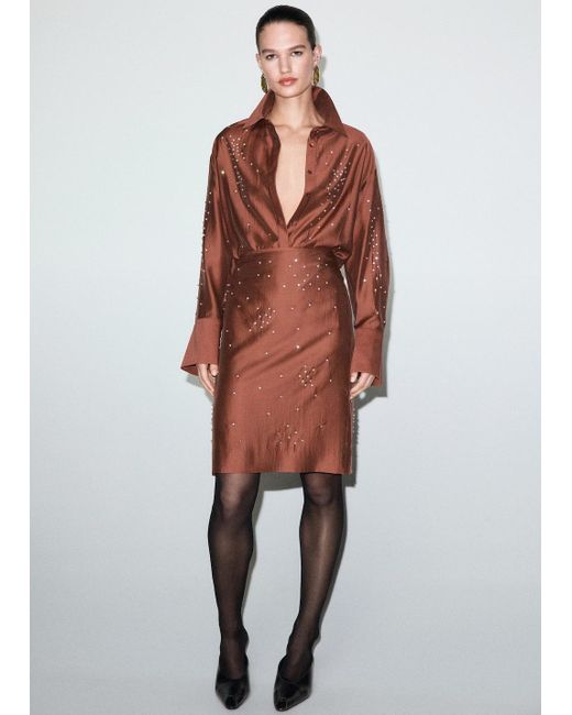 Mango Multicolor Midi-Rock Mit Strassverzierung