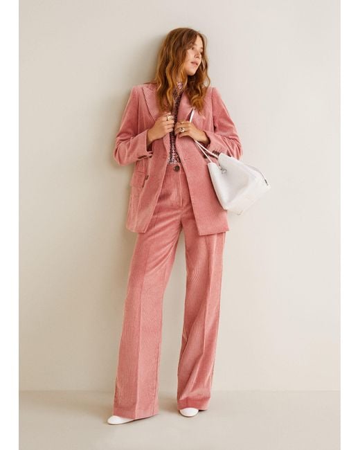 Mango Pink Corduroy Straight Trousers