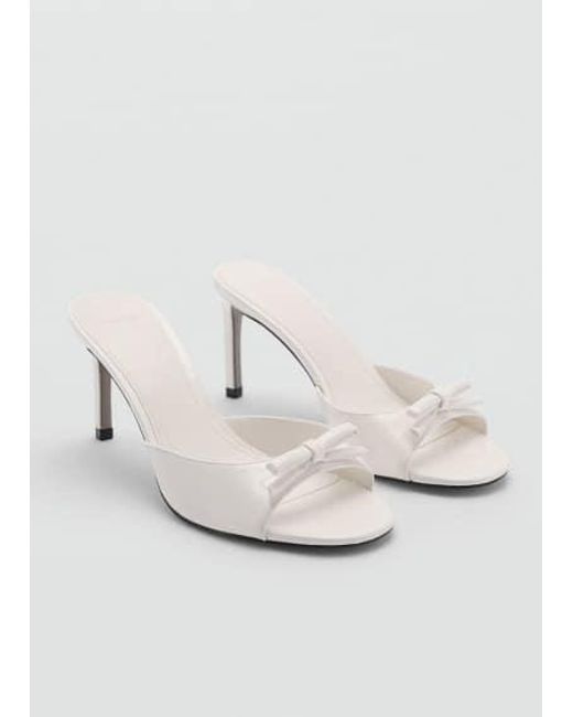 Mango White Bow Heel Sandals