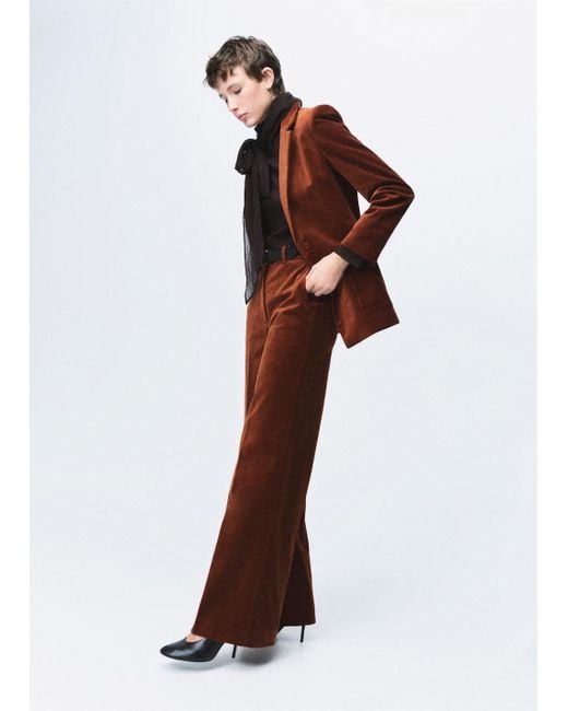 Pantaloni Completo Velluto Arancione Tostato di Mango in Red