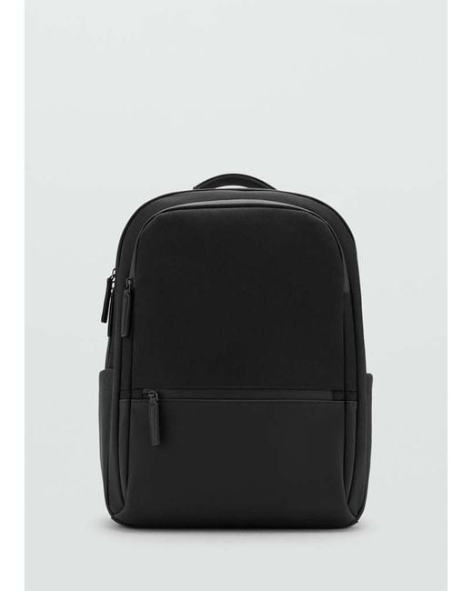 Mango Black Multi-Functional Backpack With Pockets for men