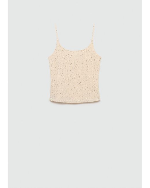 Mango White Sequined Strap Top