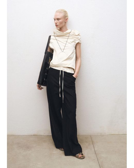 Mango White Kombinierte Jogger Pants Aus Wollgemisch