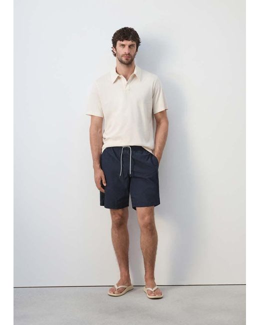 Mango White Basic Drawstring Swimsuit for men