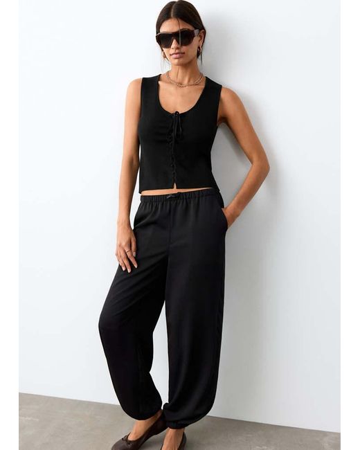 MANGO TEEN Black Top With Bow Closure