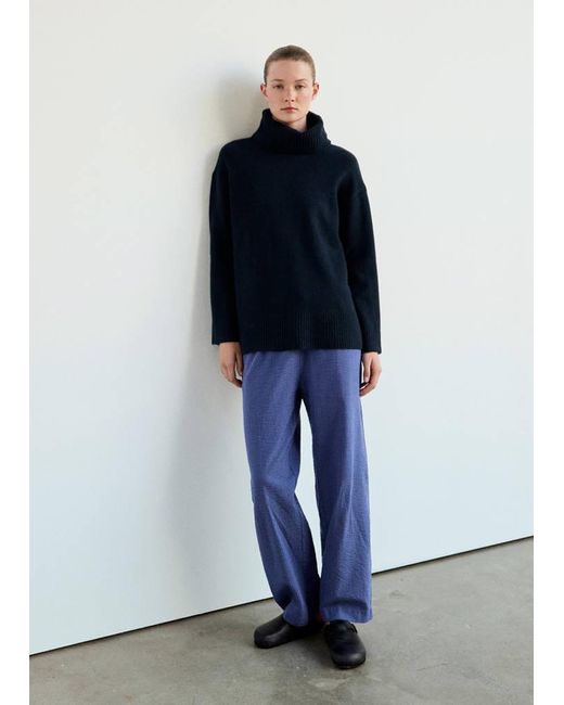 Mango Blue Jersey Pyjama Top With Roll Neck