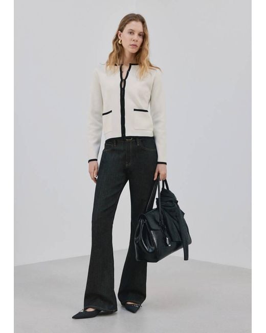 Mango Multicolor Contrasting Ribbed Cardigan
