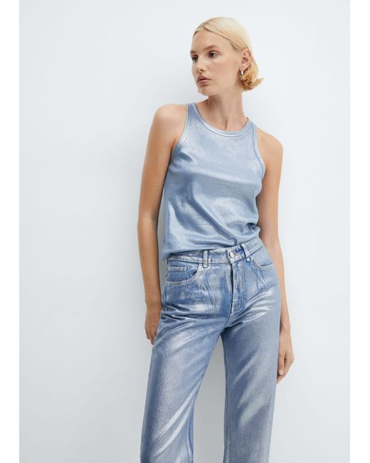 Mango Straight Foil Jeans in Blue | Lyst UK