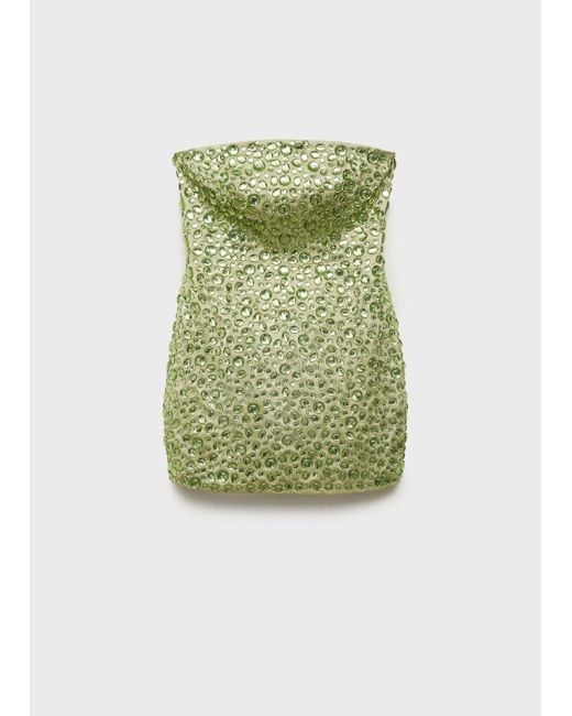 Mango Green Strapless Crystal Dress
