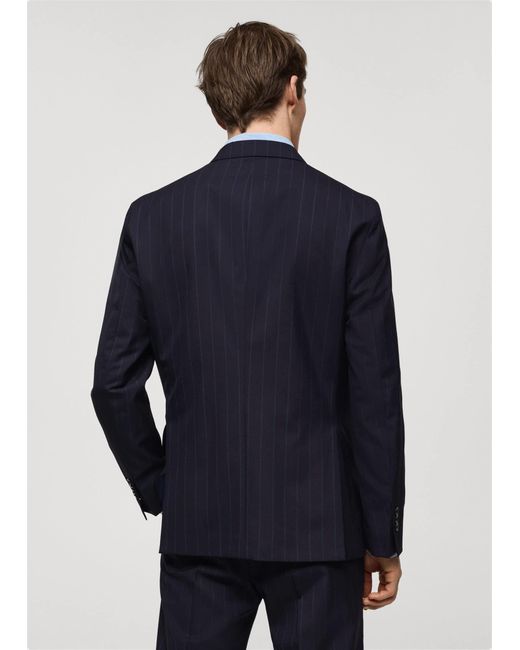 Mango Blue Wool Pinstripe Double-breasted Suit Blazer Dark for men