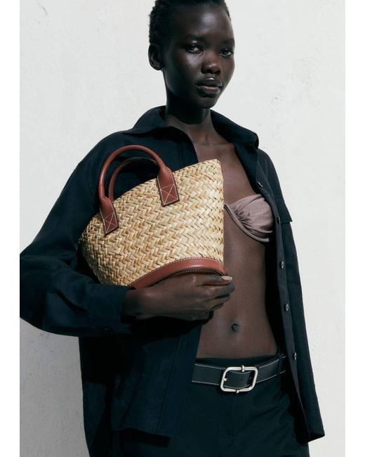 Mango Multicolor Natural Fibre Basket Bag