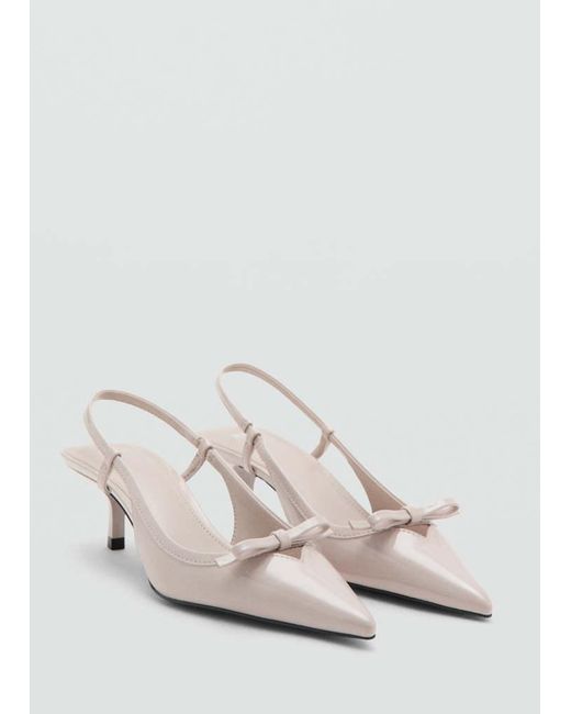 Mango White High-Heeled Shoes With Pointed Toe And Bow