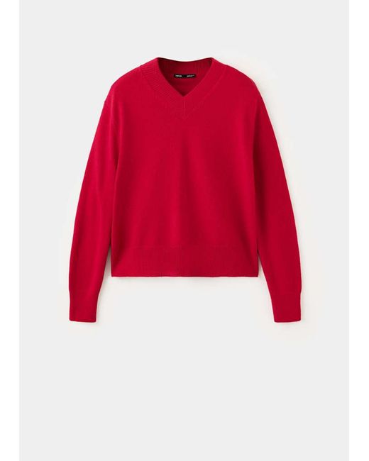 Mango Red V-Neck Knit Sweater
