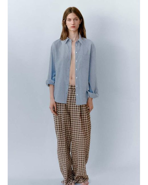 Mango Natural Straight-Leg Gingham Trousers