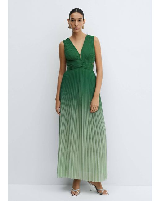 Mango Green Pleated Ombré Dress