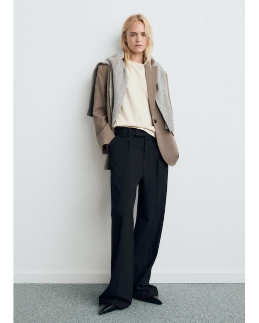 Mango Women's Blue Straight Jacket With Flap Pockets Mango Women's Blue Straight Jacket With Flap Pockets