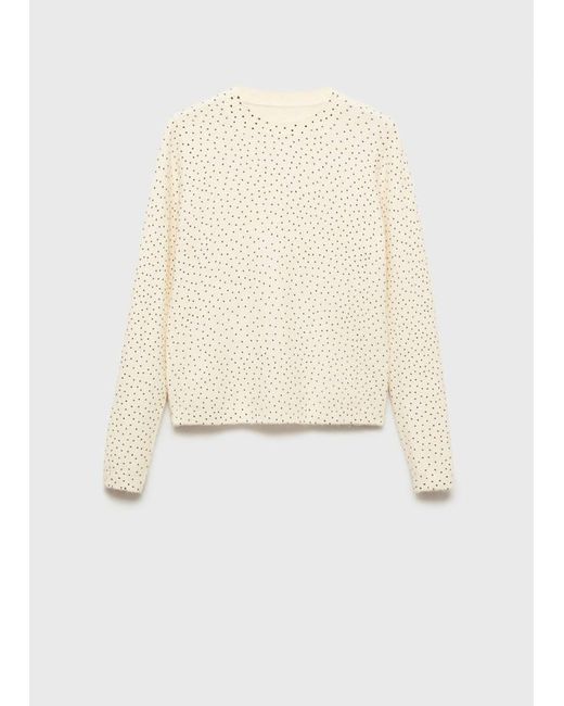 Mango White Polka-Dot Knitted Sweater
