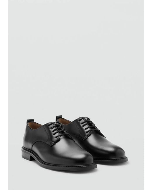 Mango Black Lace-Up Leather Shoes for men