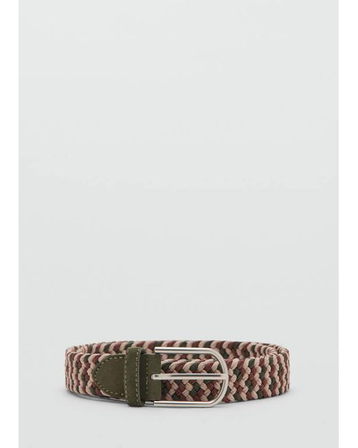 Mango Green Braided Elastic Coloured Belt for men