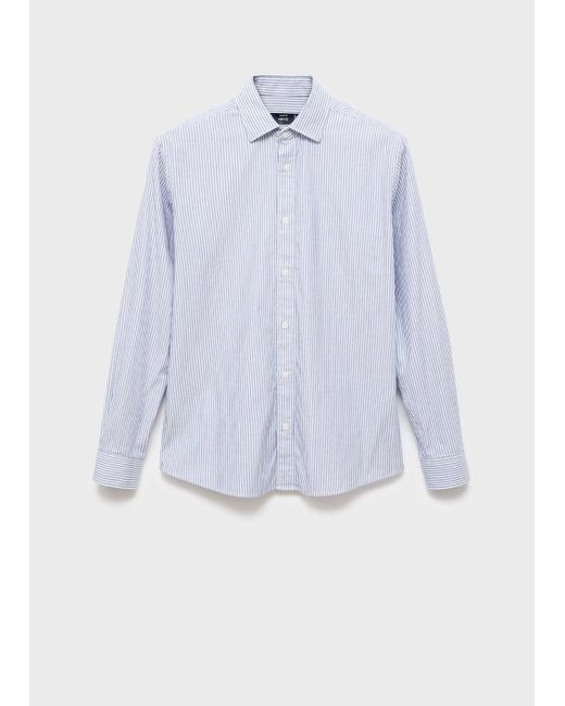 Mango Blue 100% Cotton Kodak Striped Shirt for men