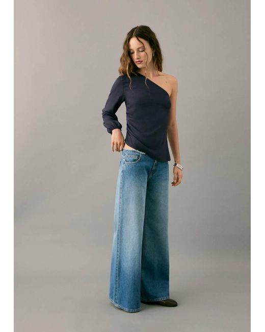 MANGO TEEN Blue Asymmetrical Blouse