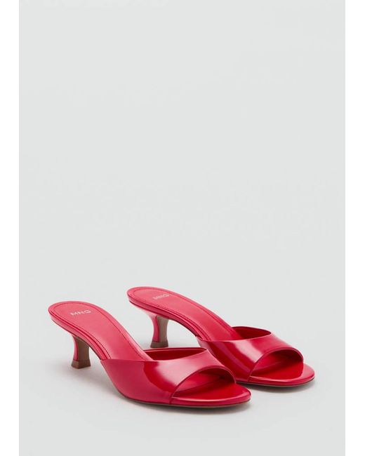 Mango Red Kitten-Heel Sandals With Strap