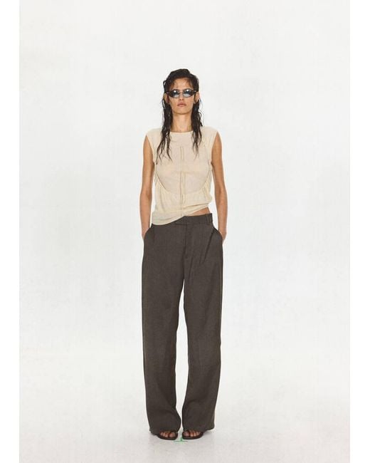 Mango White Ruched Split Overlay Top