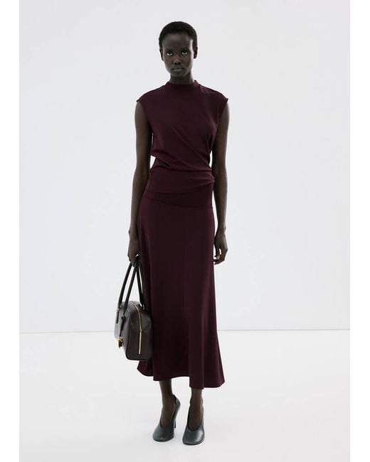 Mango Purple Fine Knit Mock Neck Top