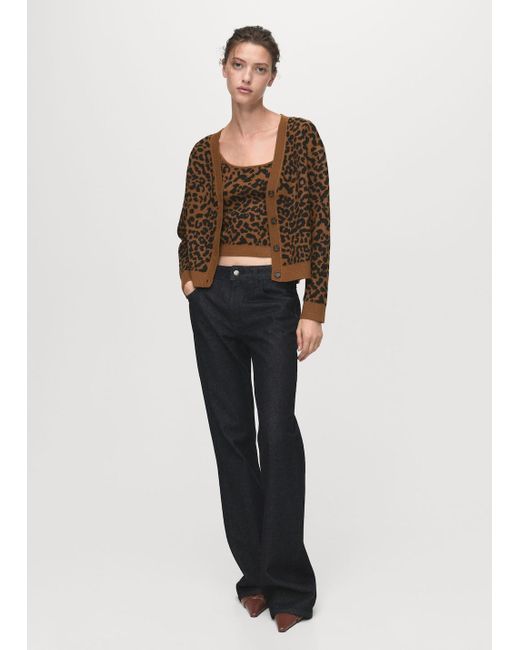 Mango Multicolor Strick-Cardigan Mit Leopardenmuster