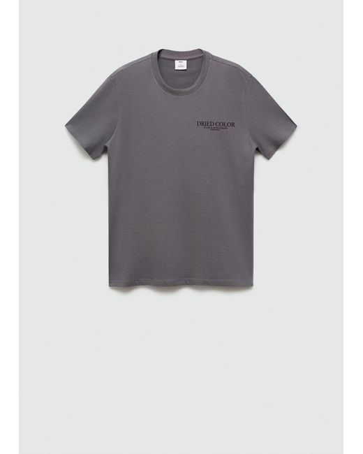 Mango Gray Printed Slim-fit T-shirt Petrol for men