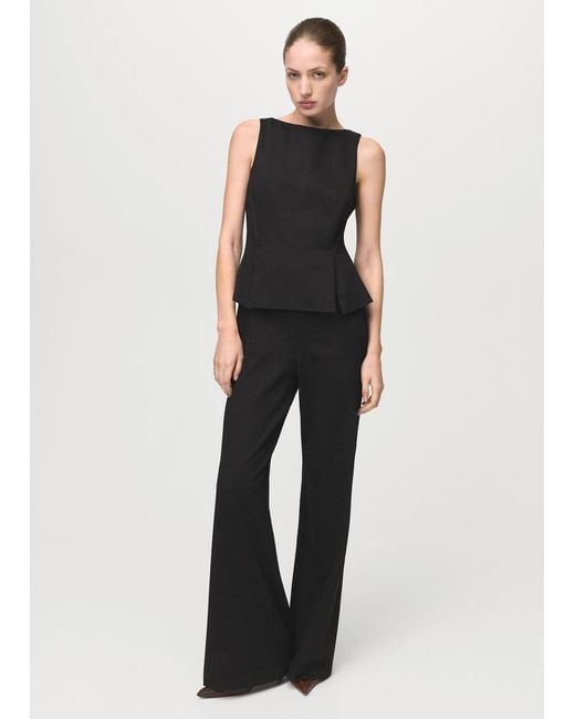 Mango Black Peplum-Style Jumpsuit