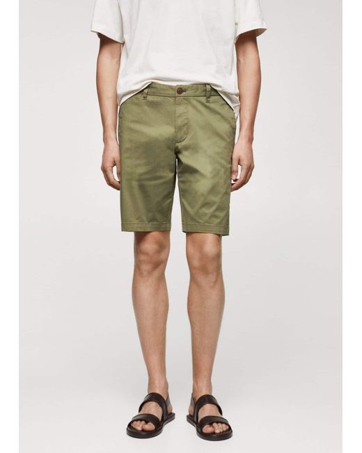 Mango Natural Slim-fit Chino Cotton Bermuda Shorts for men