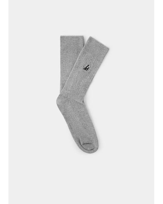 Mango Gray Animal Embroidered Cotton Socks for men
