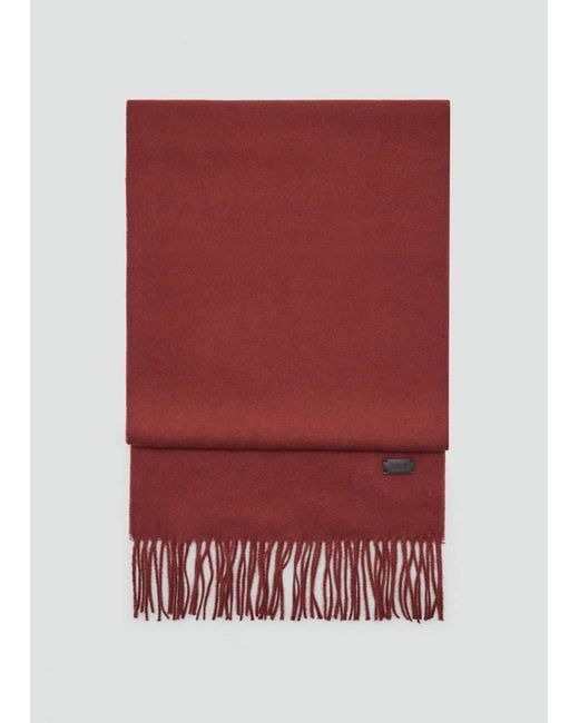 Mango Red Plain Fringed Scarf for men