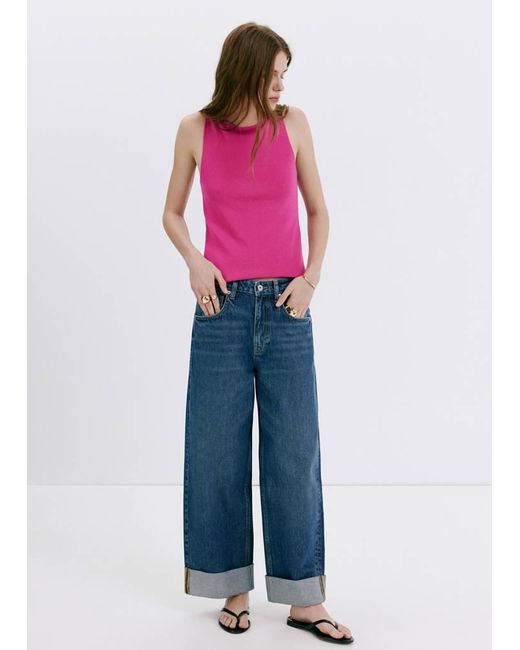 Mango Pink Fine Knit Boat Neck Top
