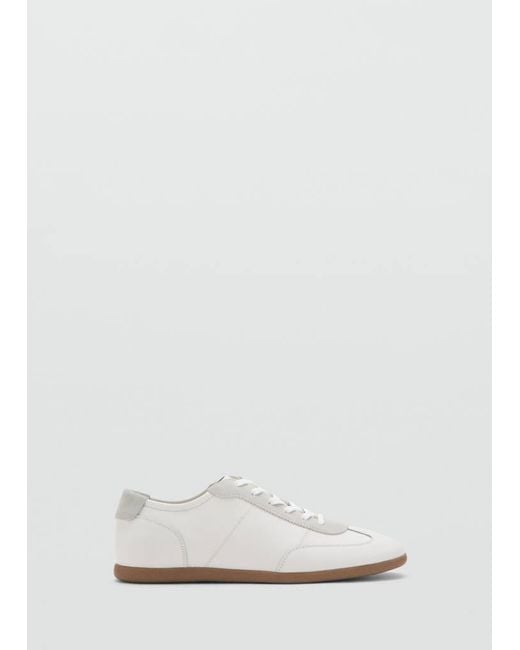 Mango White Leather Mixed Sneakers for men