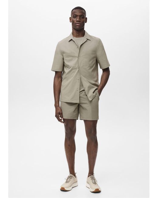 Mango Natural Shirt With Pockets And Bowling Collar for men