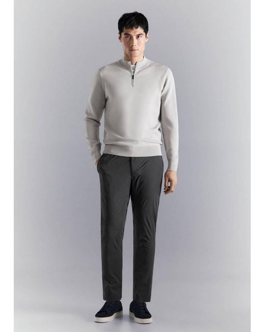 Mango Gray Comfort Stretch Zip Jersey for men