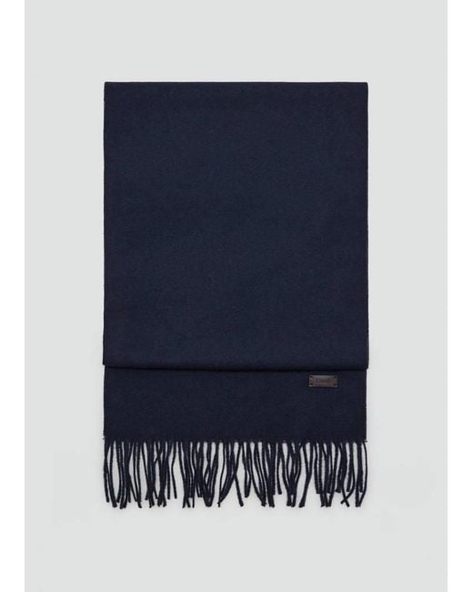 Mango Blue Plain Fringed Scarf for men