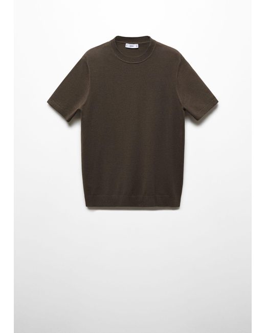 Mango Brown Fine-knit T-shirt for men
