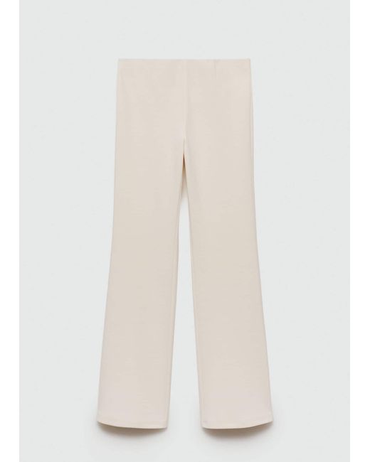 Mango White High-waist Straight Trousers