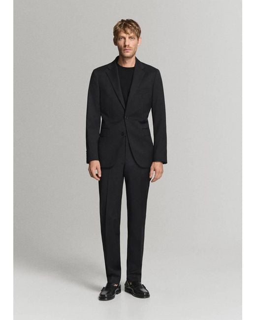 Mango Black Turin 100% Virgin Wool Suit Jacket for men