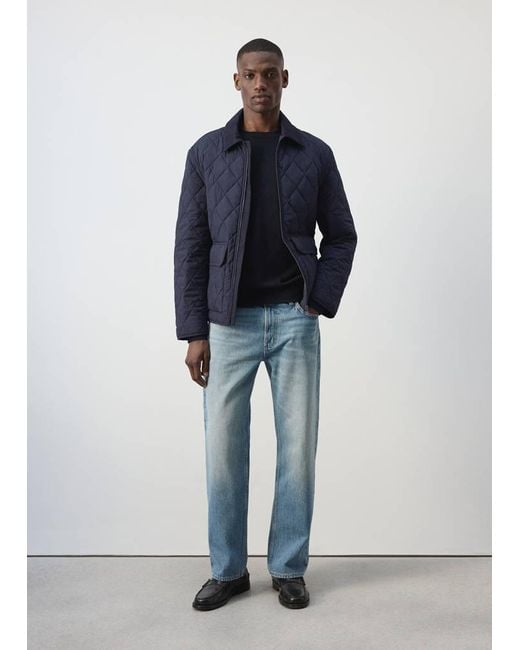 Mango Blue Quilted Water Repellent Jacket for men