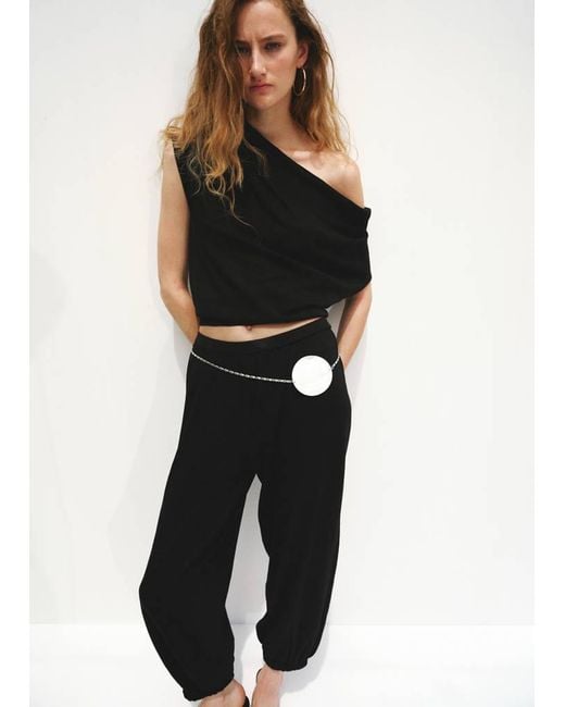 Pull Maille Col Drapé Noir Mango en coloris Black