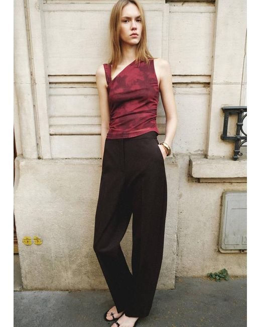 Mango Natural Asymmetric Printed Top
