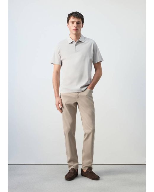 Mango Natural Regular-Fit 100% Cotton Trousers for men